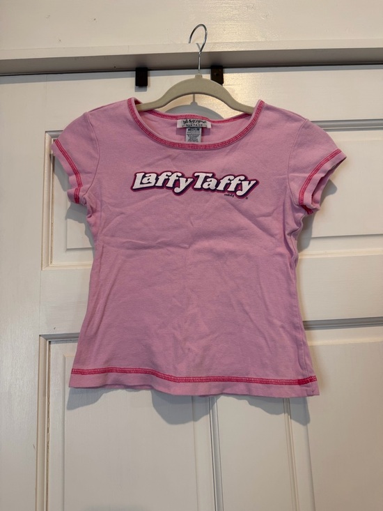 Self Esteem Tops - Y2K Vintage Pink Laffy Taffy Logo Short Sleeve Top Baby Tee